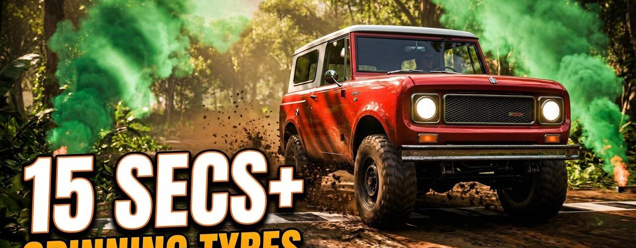 FH5 Spinning Tyres Daily Challenge – Cascadas Trailblazer 2 Stars | 1970 International Scout 800A