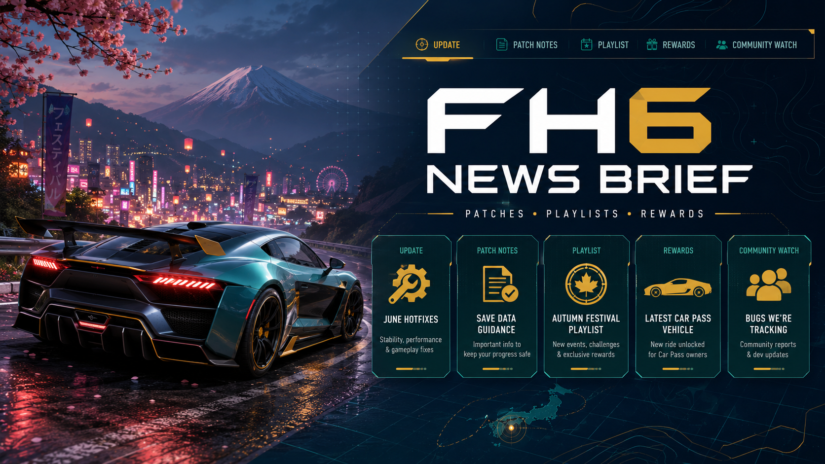 Forza Horizon 6 News Brief: June 23 Hotfix, Save Data Guidance & Autumn Rewards